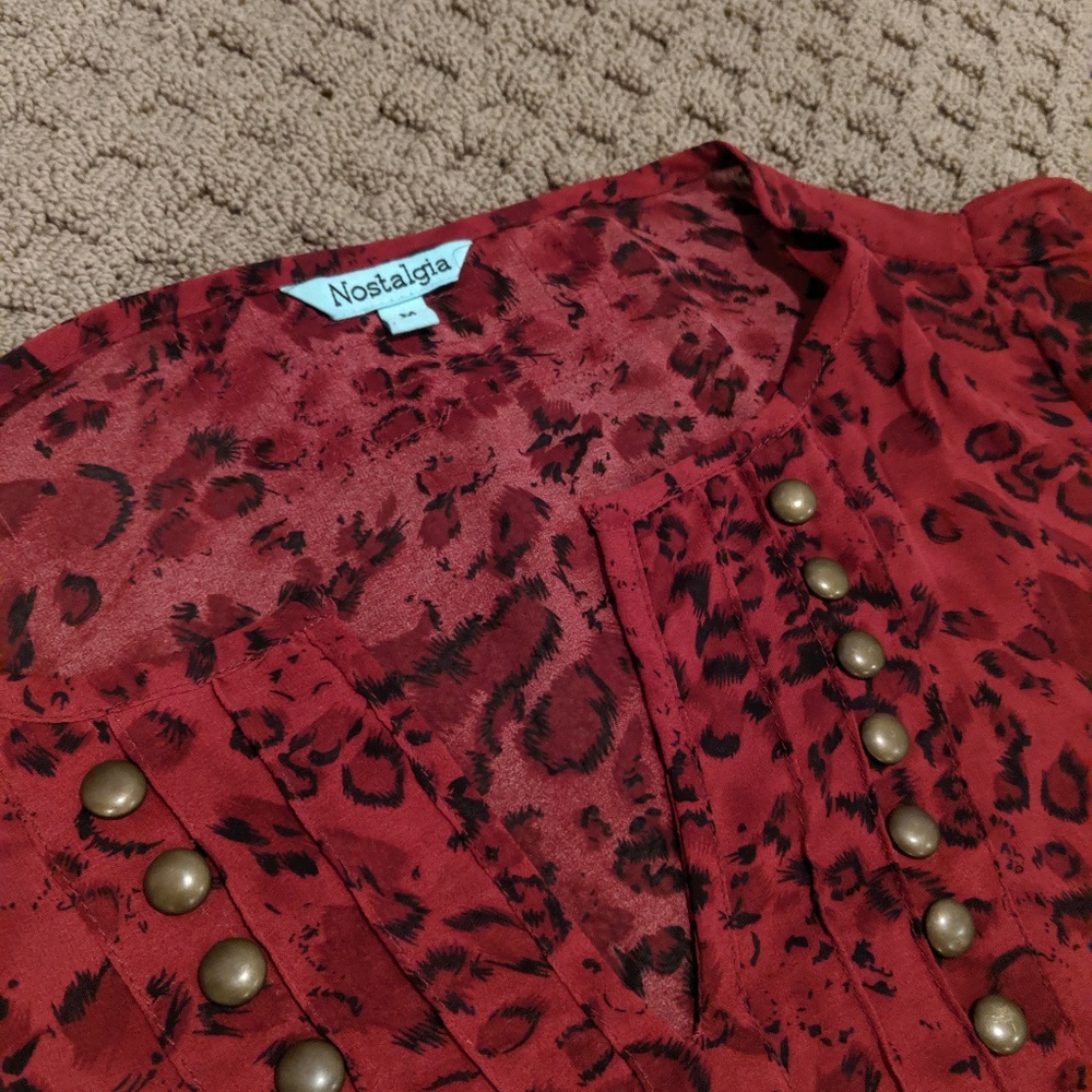 Nostalgia - Cheetah print, studded blouse